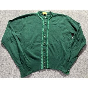 Vtg 50s Barbara Lee Cardigan Sweater Green Womens XS Cashmere Pearl Bttns
